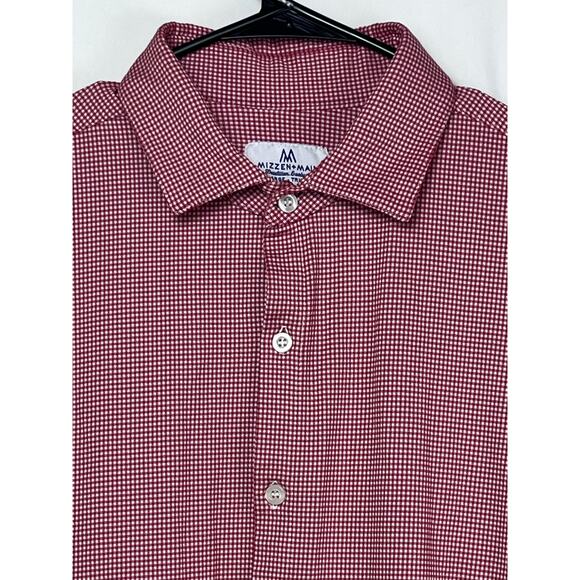 Mizzen + Main Women's Size XL Red/White Mini Check Long Sleeve Button Up Shirt - Picture 5 of 10